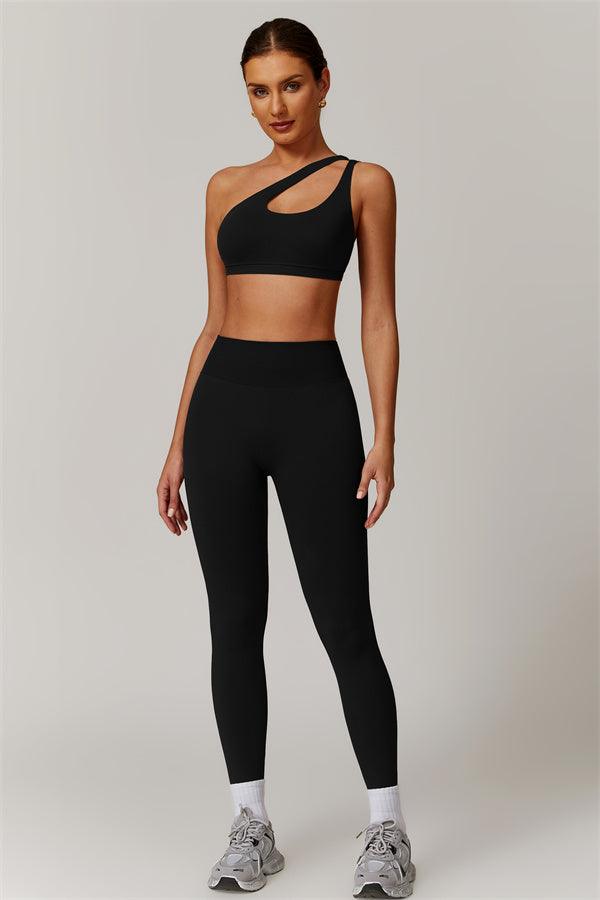 Asymmetrical Cutout One-Shoulder Sports Bra