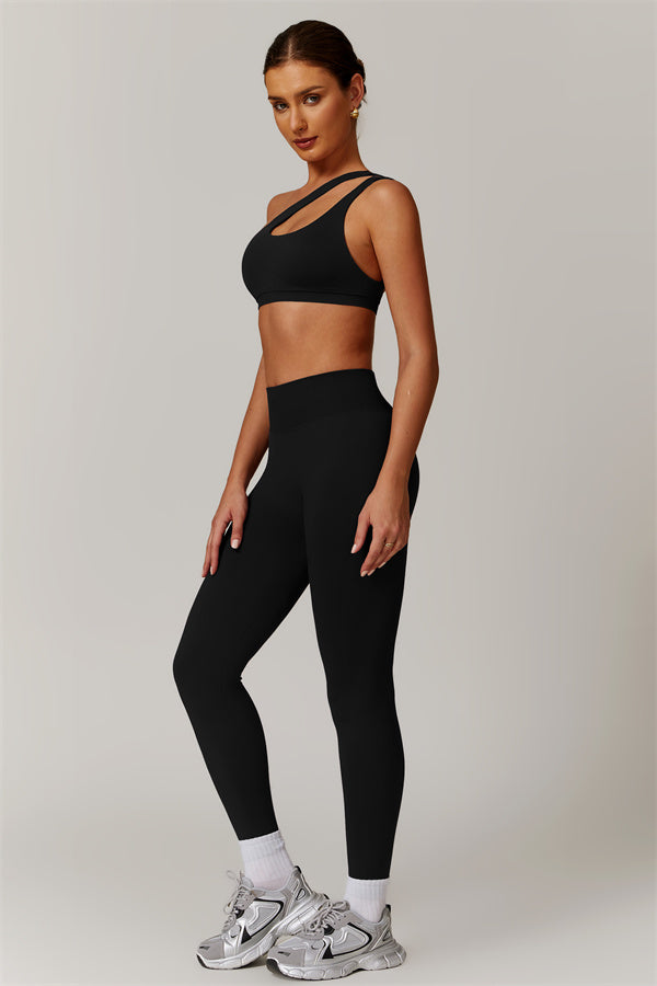 Asymmetrical Cutout One-Shoulder Sports Bra