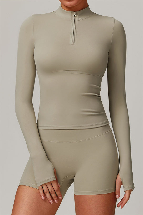 Form-Fitting Zipper Top with Thumbholes