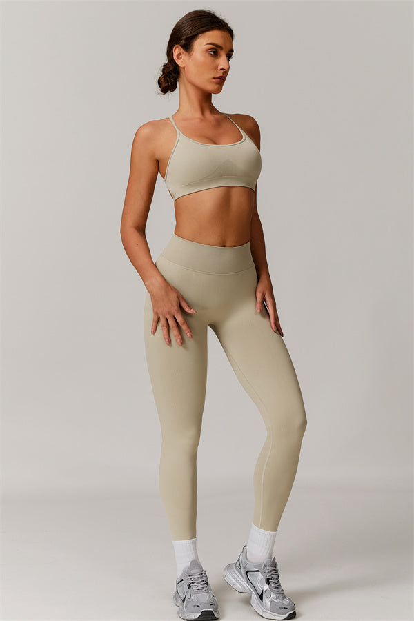 Seamless Cross-Back Sports Bra & Sculpt Legging Set