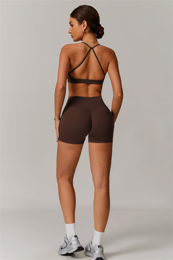 Pleated Crisscross Sports Bra