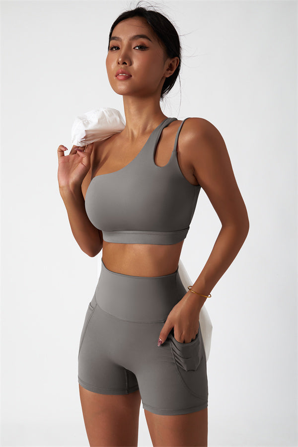 Asymmetrical One-Shoulder Sports Bra
