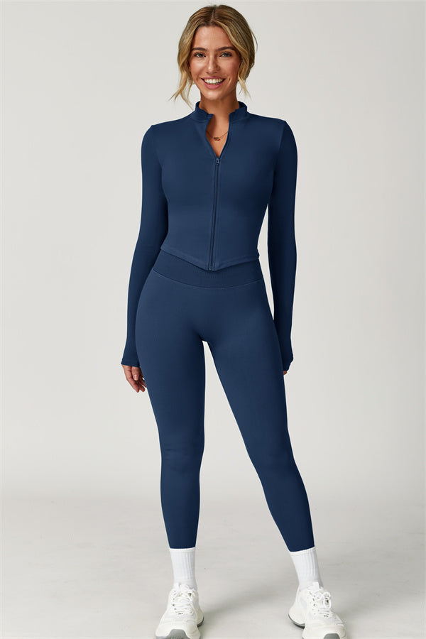 Zip-Up Stand Collar Active Jacket