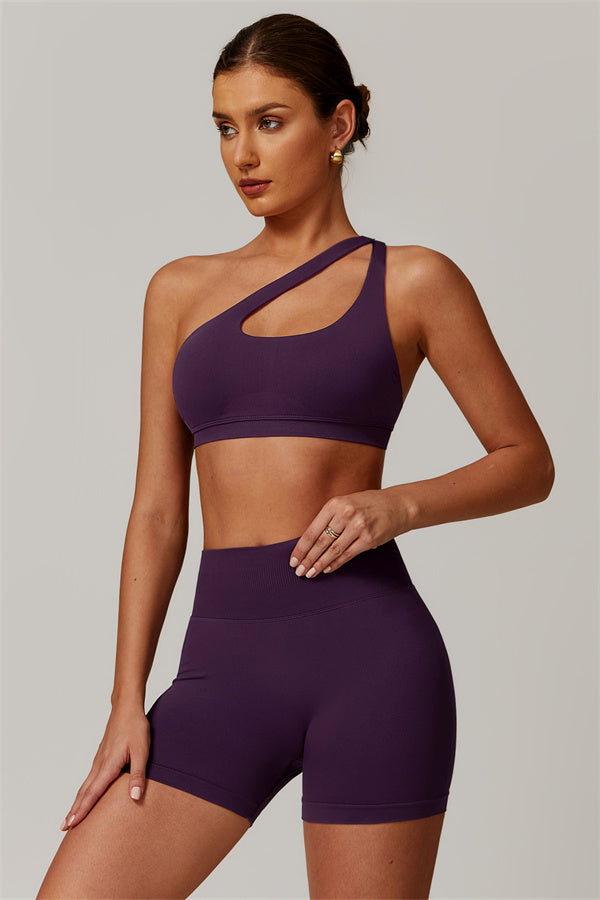 Asymmetrical Cutout One-Shoulder Sports Bra