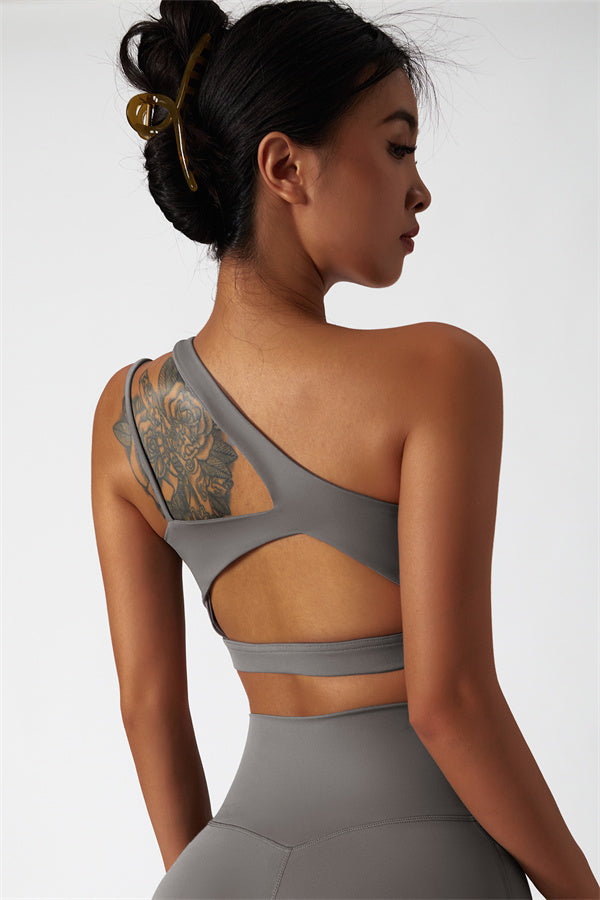 Asymmetrical One-Shoulder Sports Bra