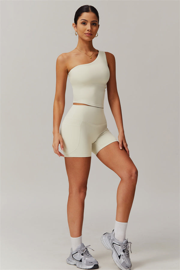 One-Shoulder Crop Top & Shorts Set