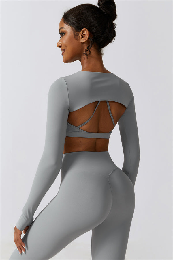 Stylish 3-Piece Activewear Set – Sports Bra, Crop Top & Leggings