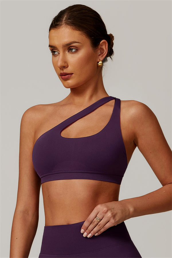 Asymmetrical Cutout One-Shoulder Sports Bra