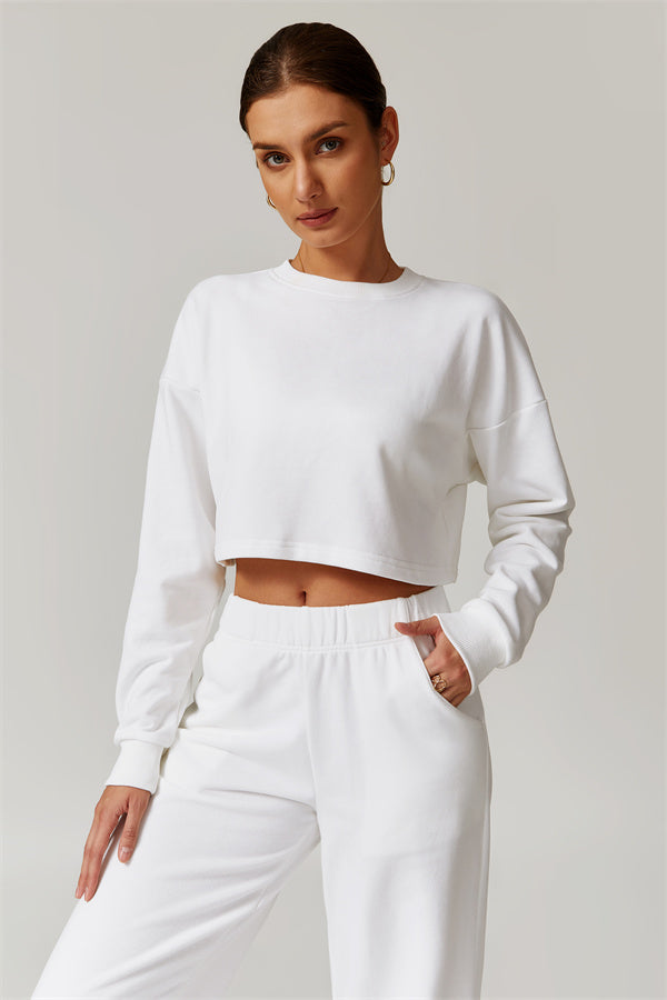Open-Back Petal Crop Sweatshirt