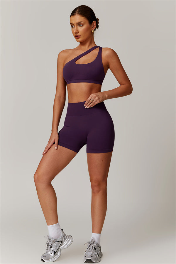 Asymmetrical Cutout One-Shoulder Sports Bra