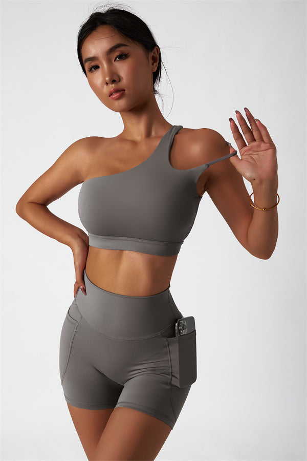 Asymmetrical One-Shoulder Sports Bra