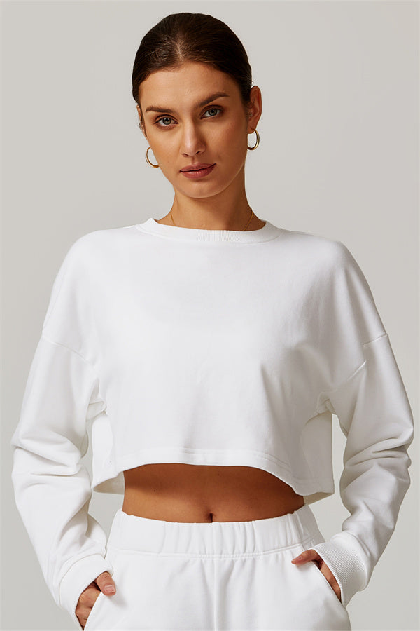 Open-Back Petal Crop Sweatshirt