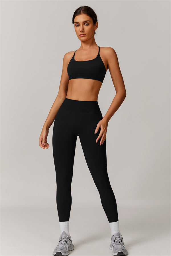 Seamless Cross-Back Sports Bra & Sculpt Legging Set