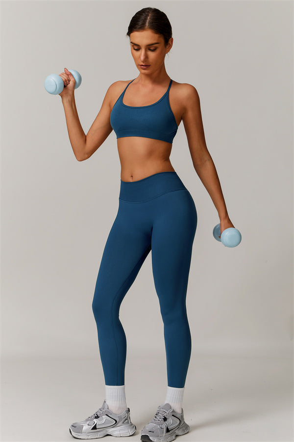 Seamless Cross-Back Sports Bra & Sculpt Legging Set