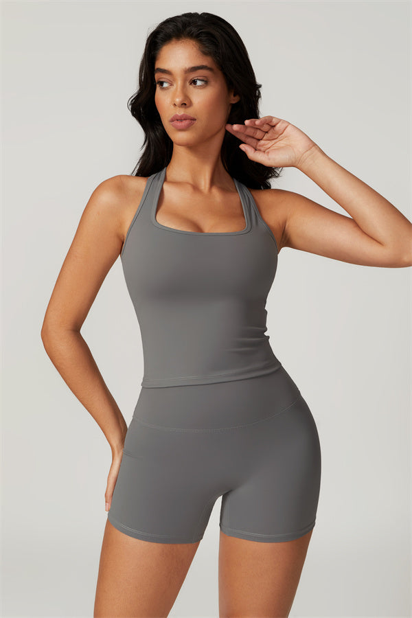 Square Neck Performance Crop Top
