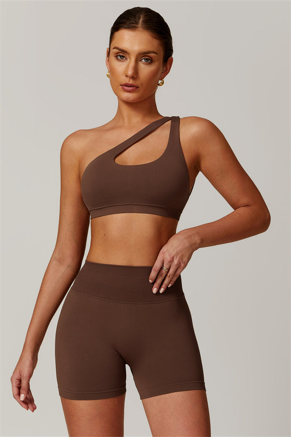Asymmetrical Cutout One-Shoulder Sports Bra