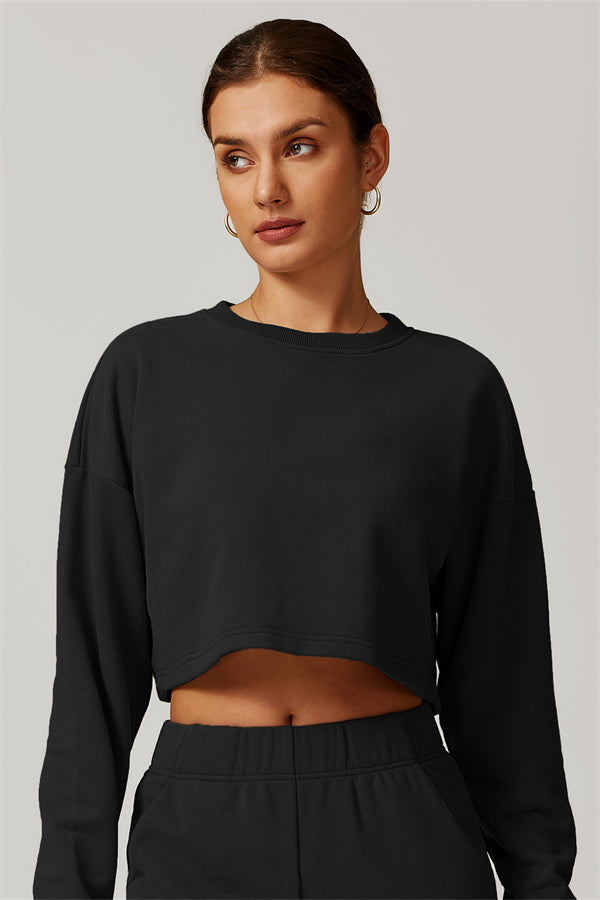 Open-Back Petal Crop Sweatshirt