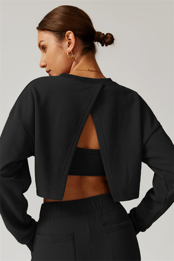 Open-Back Petal Crop Sweatshirt
