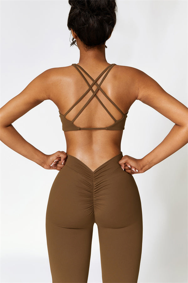 Twist-Front Sports Bra & Flared Leggings Set