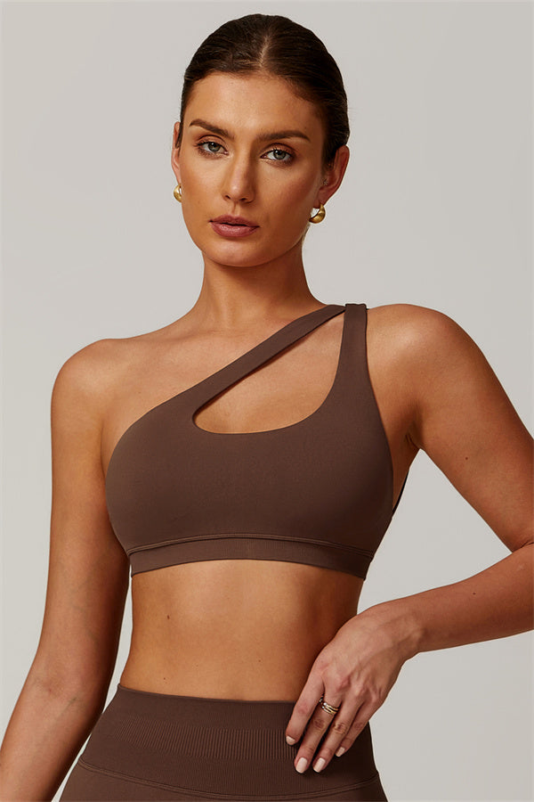 Asymmetrical Cutout One-Shoulder Sports Bra