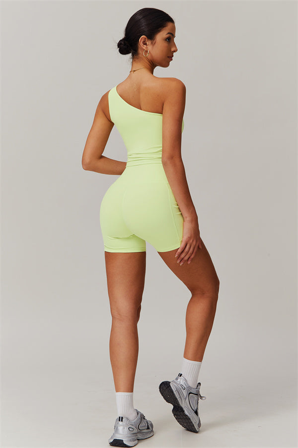 One-Shoulder Crop Top & Shorts Set