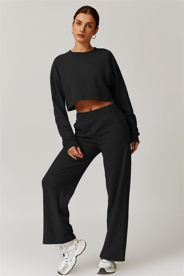 Open-Back Petal Crop Sweatshirt