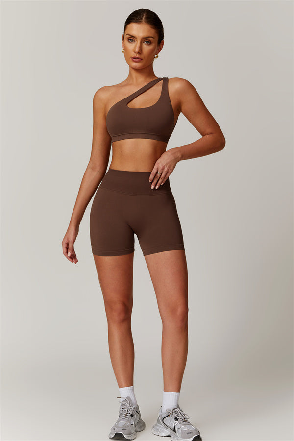 Asymmetrical Cutout One-Shoulder Sports Bra