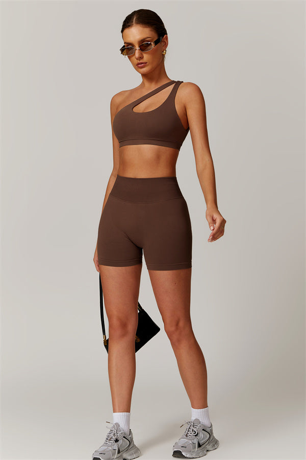 Asymmetrical Cutout One-Shoulder Sports Bra