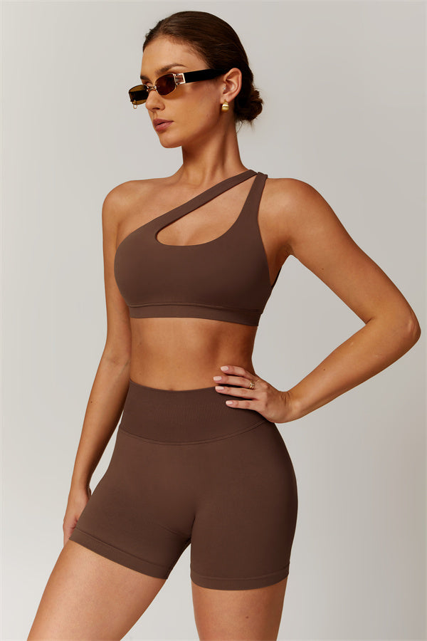 Asymmetrical Cutout One-Shoulder Sports Bra