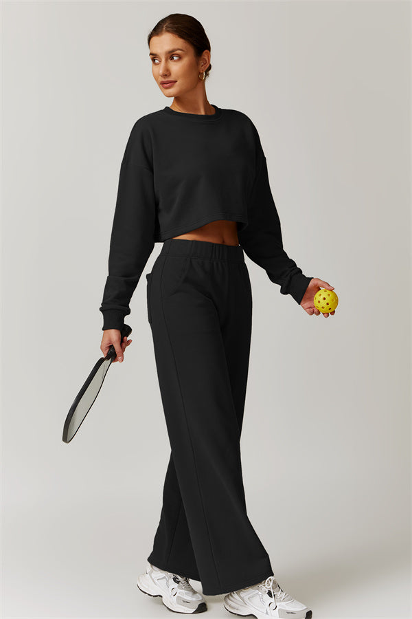 Open-Back Petal Crop Sweatshirt