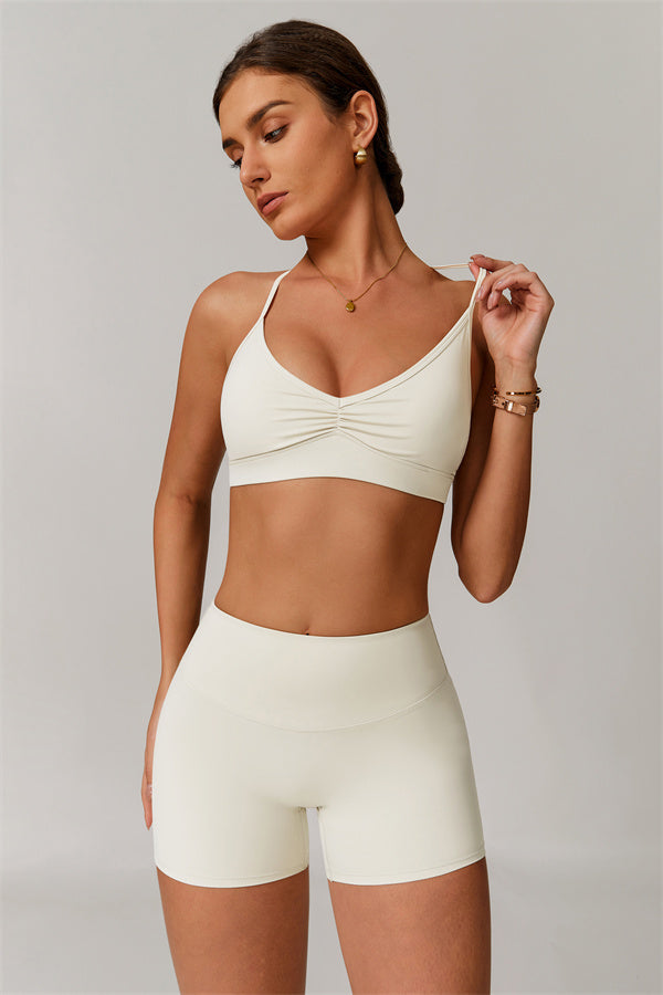 Pleated Crisscross Sports Bra