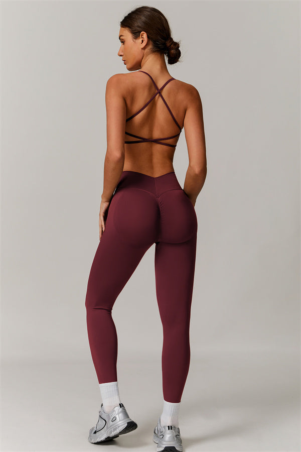 Seamless Cross-Back Sports Bra & Sculpt Legging Set