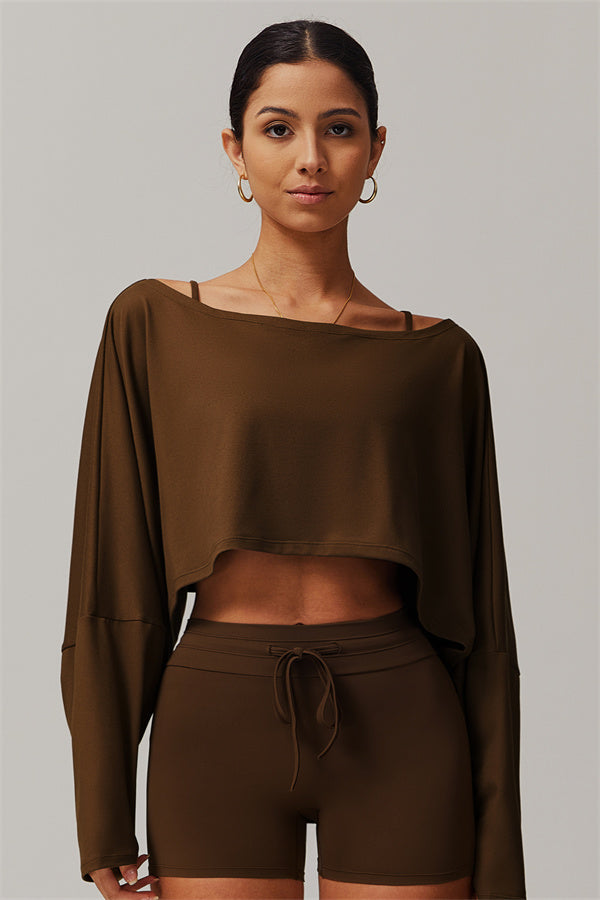 Asymmetrical Off-Shoulder Cropped Pullover