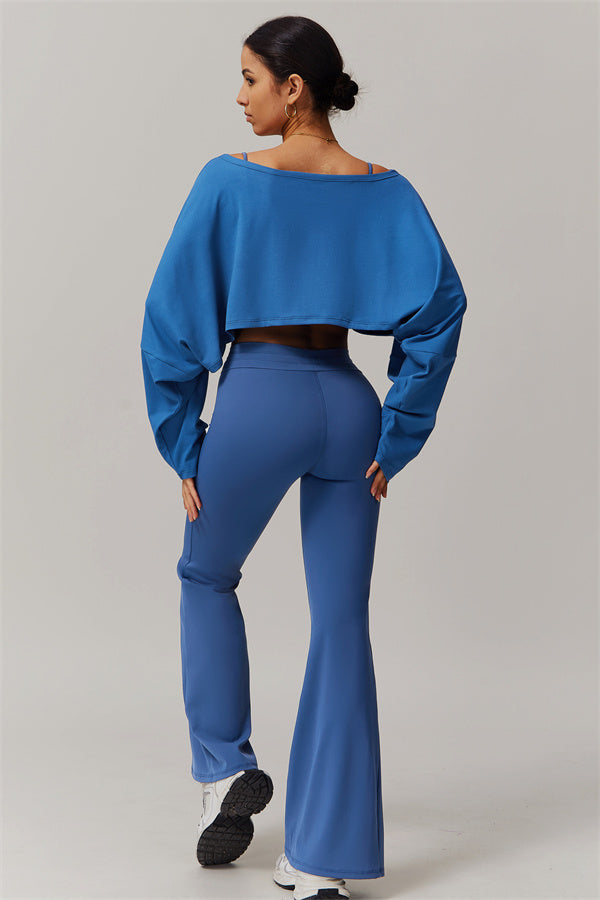 Asymmetrical Off-Shoulder Cropped Pullover