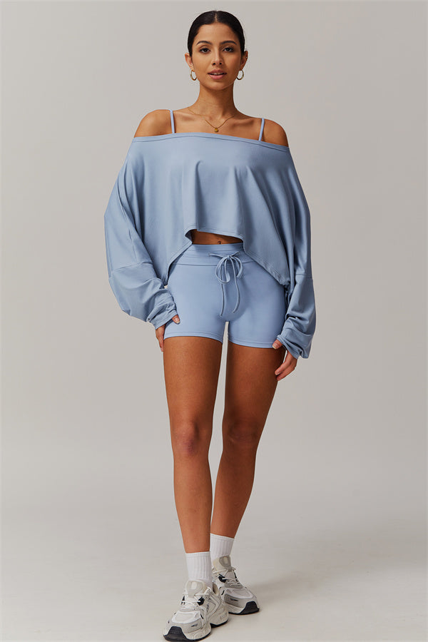 Asymmetrical Off-Shoulder Cropped Pullover