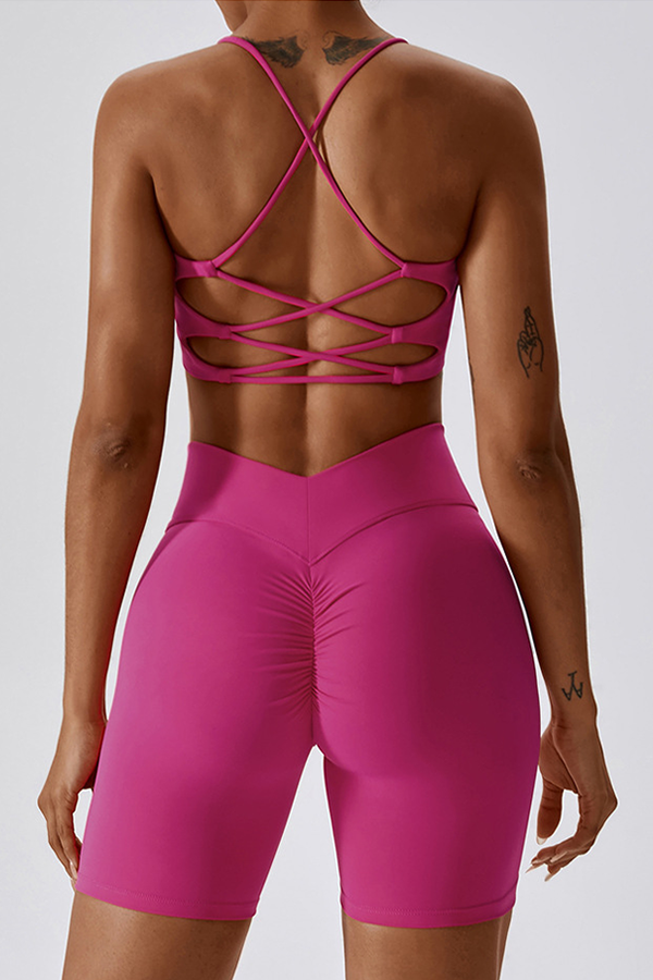 Cross-Strap Sports Bra & High-Waist Shorts Set