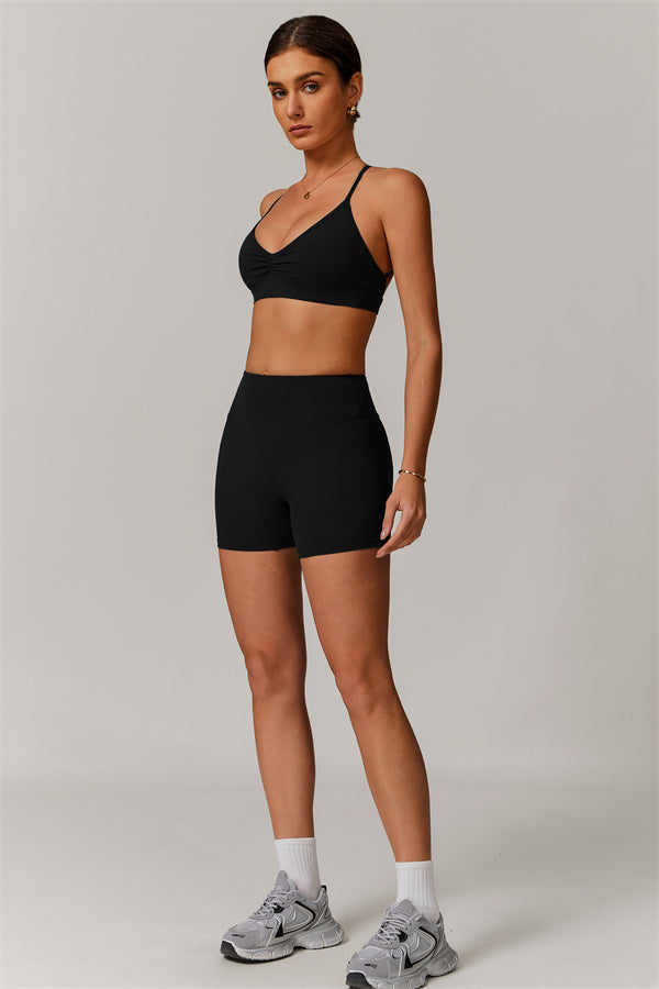 Pleated Crisscross Sports Bra