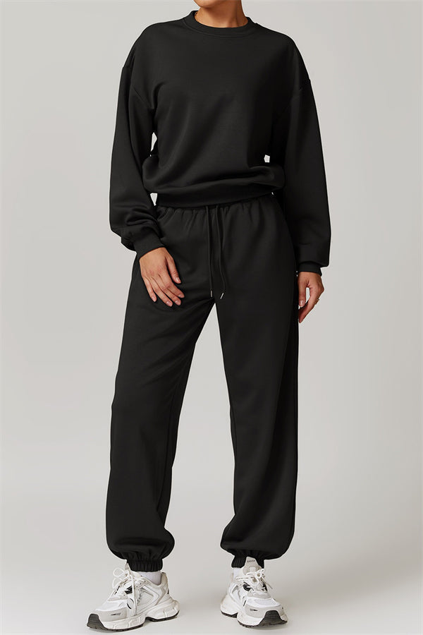 Elastic Waist Sweatpants with Side Pockets