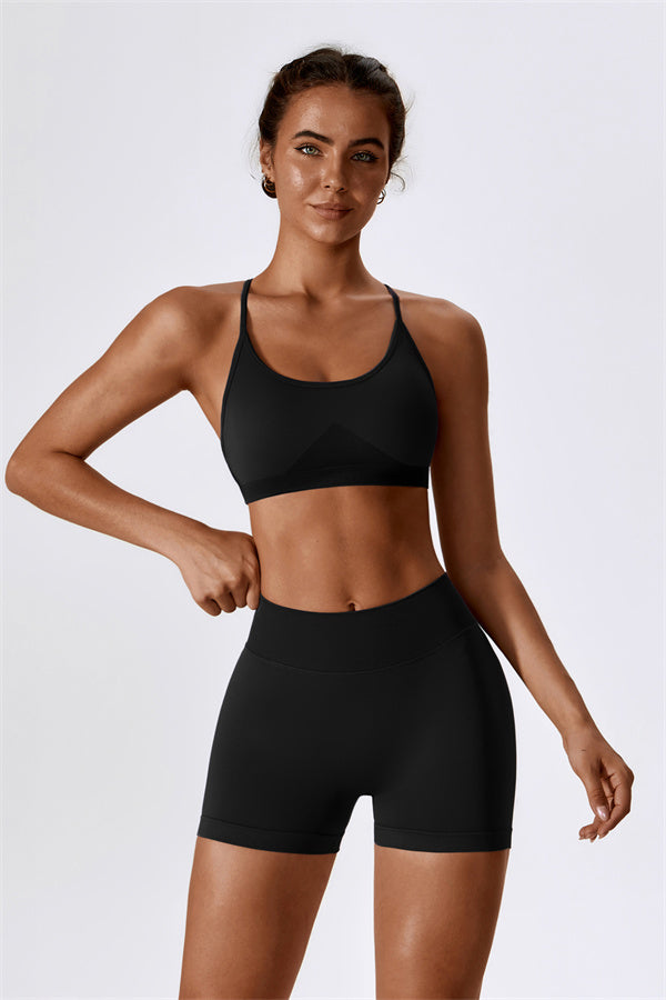 U-Neck Sculpting Sports Bra & High-Waist Shorts Set