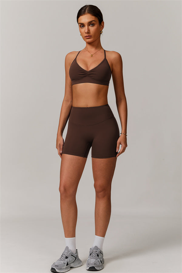 Pleated Crisscross Sports Bra