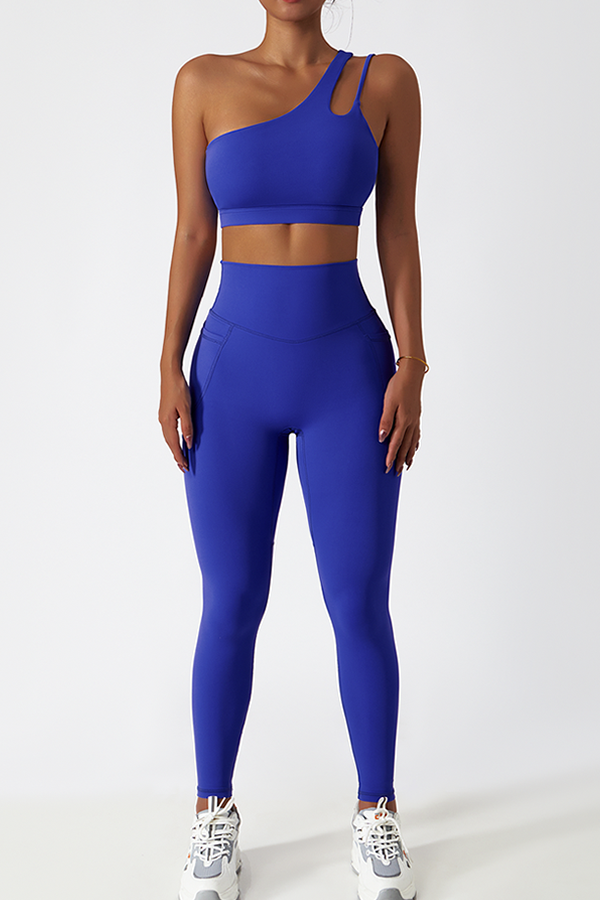 Sleek Asymmetrical Activewear 2-Piece Set