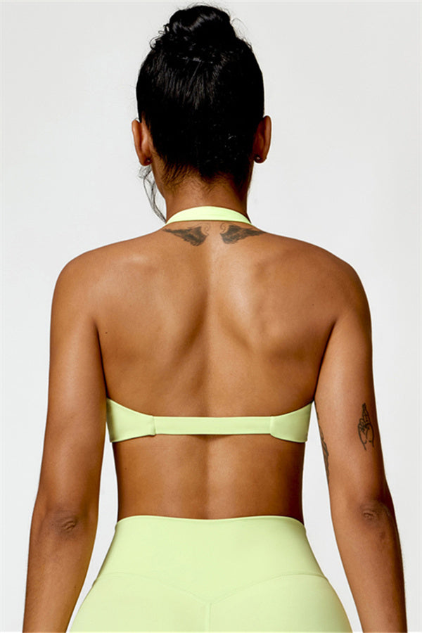 Twist-Front Open Back Sports Bra