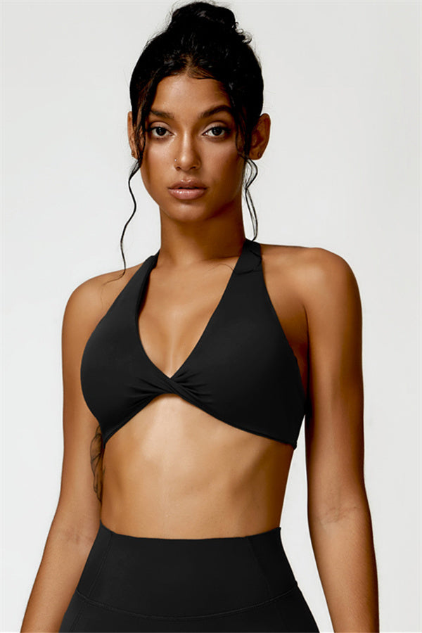 Twist-Front Open Back Sports Bra