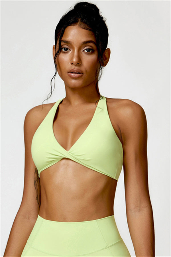 Twist-Front Open Back Sports Bra