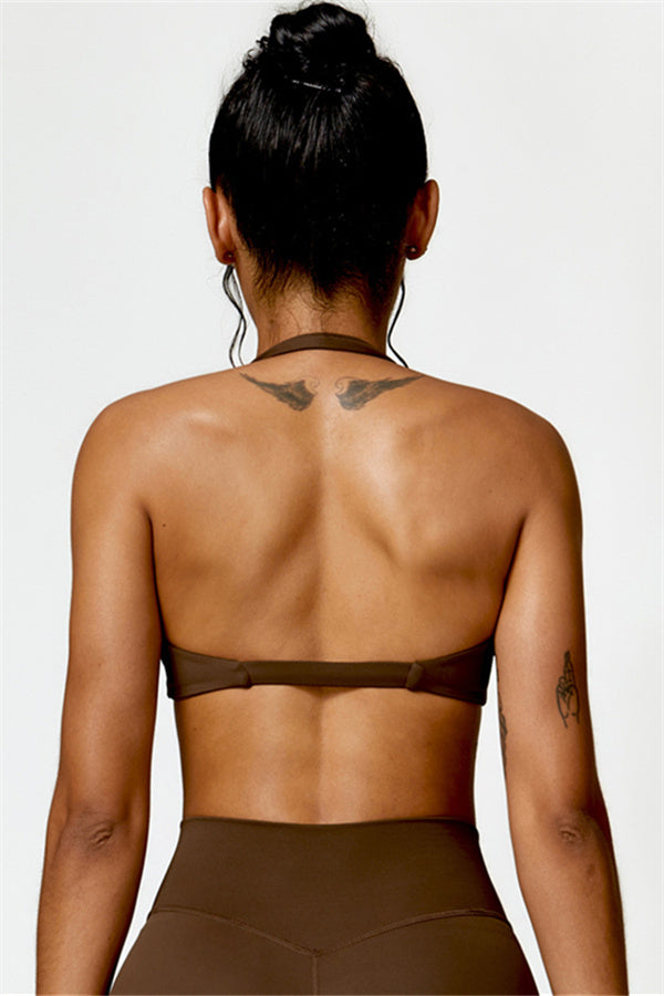 Twist-Front Open Back Sports Bra