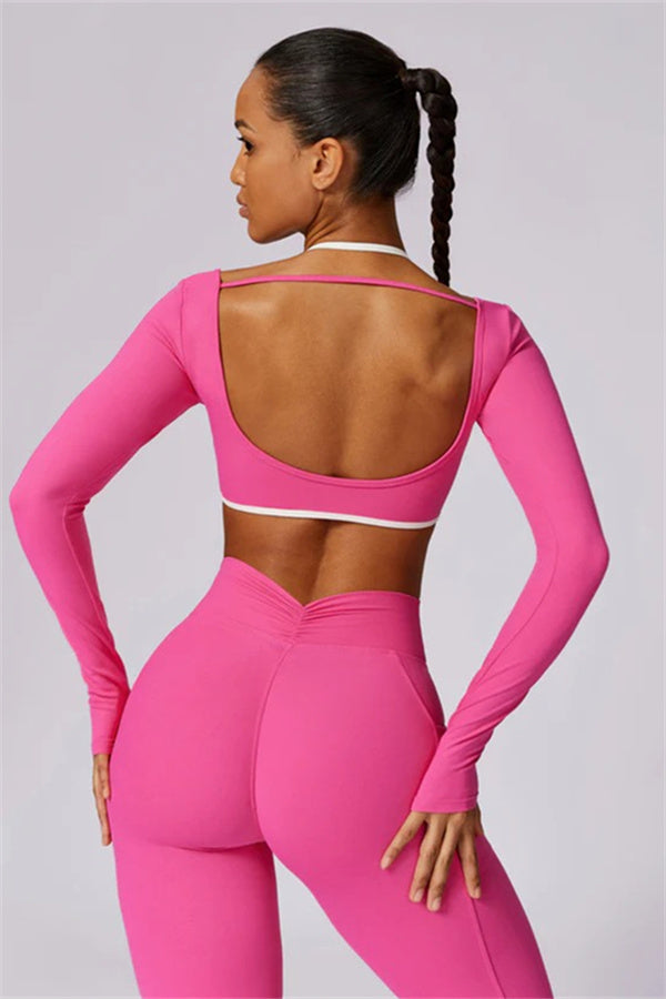 Color-Block Performance Crop Top & Leggings Set
