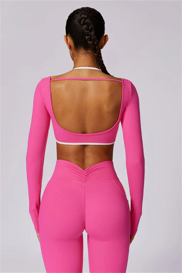 Color-Block Performance Crop Top & Leggings Set