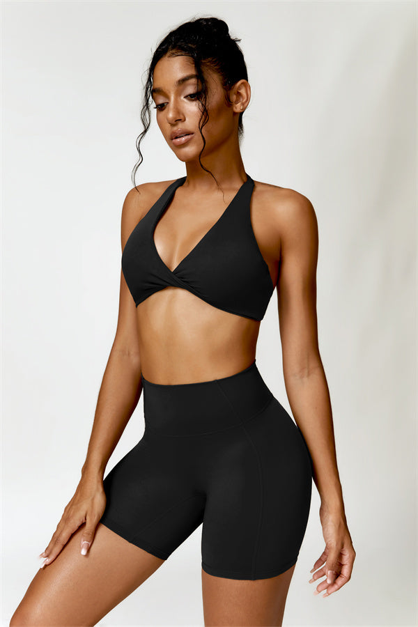 Twist-Front Open Back Sports Bra