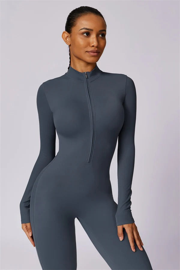 Seamless Long Sleeve Half-Zip Jumpsuit