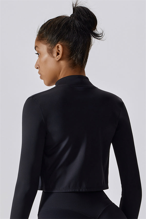 Sleek Stand Collar Zip-Up Jacket